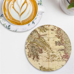 Map Of Greece Archipelago Uv Print Round Tile Coaster by B30l