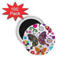 Butterflies Abstract Colorful Floral Flowers Vector 1 75  Magnets (100 Pack)  by B30l