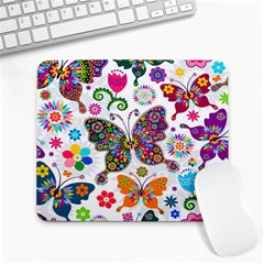 Butterflies Abstract Colorful Floral Flowers Vector Large Mousepad by B30l