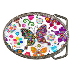 Butterflies Abstract Colorful Floral Flowers Vector Belt Buckles by B30l