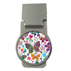 Butterflies Abstract Colorful Floral Flowers Vector Money Clips (round)  by B30l