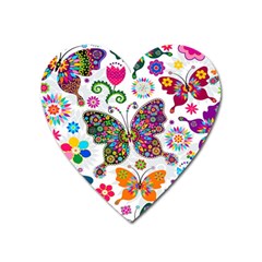 Butterflies Abstract Colorful Floral Flowers Vector Heart Magnet by B30l