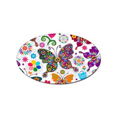 Butterflies Abstract Colorful Floral Flowers Vector Sticker Oval (10 Pack) by B30l