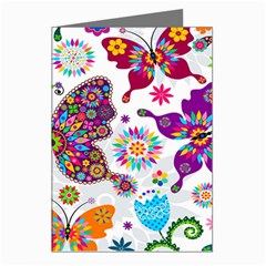 Butterflies Abstract Colorful Floral Flowers Vector Greeting Cards (pkg Of 8) by B30l