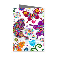 Butterflies Abstract Colorful Floral Flowers Vector Mini Greeting Cards (pkg Of 8) by B30l