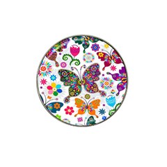 Butterflies Abstract Colorful Floral Flowers Vector Hat Clip Ball Marker (4 Pack) by B30l