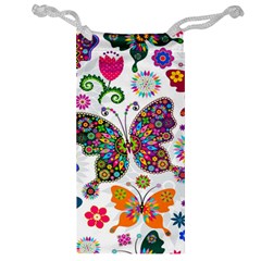 Butterflies Abstract Colorful Floral Flowers Vector Jewelry Bag by B30l