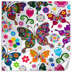 Butterflies Abstract Colorful Floral Flowers Vector Canvas 16  X 16  by B30l