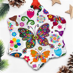 Butterflies Abstract Colorful Floral Flowers Vector Ornament (snowflake)