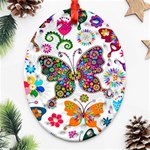 Butterflies Abstract Colorful Floral Flowers Vector Ornament (Oval Filigree) Front