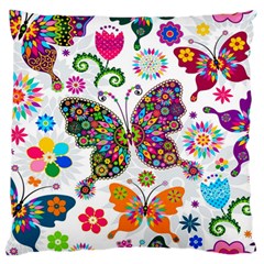 Butterflies Abstract Colorful Floral Flowers Vector Large Cushion Case (one Side) by B30l