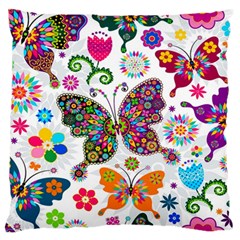 Butterflies Abstract Colorful Floral Flowers Vector Standard Premium Plush Fleece Cushion Case (one Side) by B30l