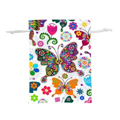 Butterflies Abstract Colorful Floral Flowers Vector Lightweight Drawstring Pouch (l) by B30l