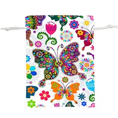 Butterflies Abstract Colorful Floral Flowers Vector Lightweight Drawstring Pouch (xl) by B30l