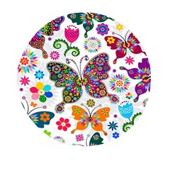 Butterflies Abstract Colorful Floral Flowers Vector Mini Round Pill Box (pack Of 3) by B30l