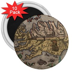 Iceland Cartography Map Renaissance 3  Magnets (10 Pack)  by B30l