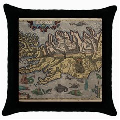 Iceland Cartography Map Renaissance Throw Pillow Case (black) by B30l