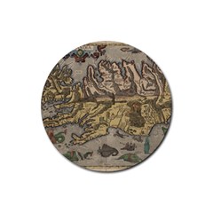 Iceland Cartography Map Renaissance Rubber Round Coaster (4 Pack) by B30l