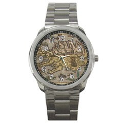 Iceland Cartography Map Renaissance Sport Metal Watch by B30l