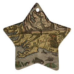 Iceland Cartography Map Renaissance Star Ornament (two Sides)