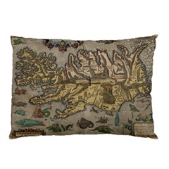 Iceland Cartography Map Renaissance Pillow Case by B30l