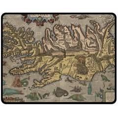 Iceland Cartography Map Renaissance Fleece Blanket (medium) by B30l