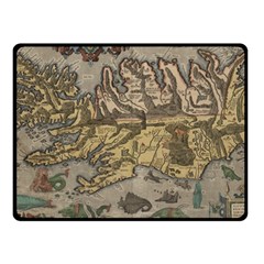 Iceland Cartography Map Renaissance Fleece Blanket (small) by B30l