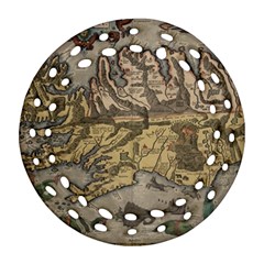 Iceland Cartography Map Renaissance Ornament (round Filigree) by B30l