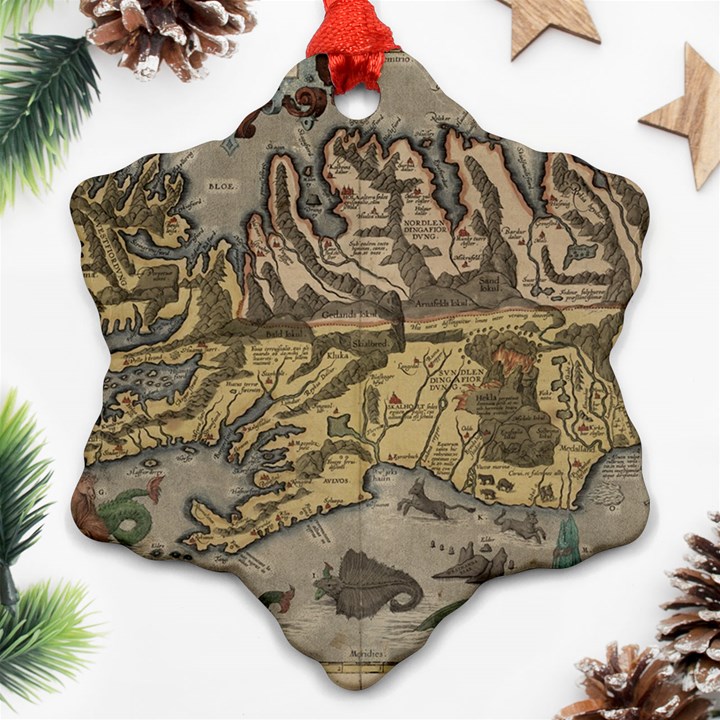 Iceland Cartography Map Renaissance Ornament (Snowflake)