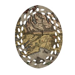 Iceland Cartography Map Renaissance Oval Filigree Ornament (two Sides) by B30l