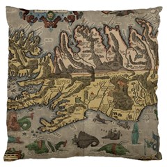 Iceland Cartography Map Renaissance Large Cushion Case (one Side) by B30l