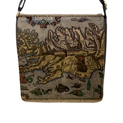 Iceland Cartography Map Renaissance Flap Closure Messenger Bag (l) by B30l