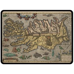 Iceland Cartography Map Renaissance Two Sides Fleece Blanket (large) by B30l