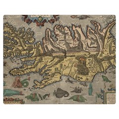 Iceland Cartography Map Renaissance Two Sides Premium Plush Fleece Blanket (medium) by B30l