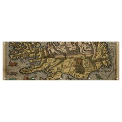 Iceland Cartography Map Renaissance Banner And Sign 12  X 4  by B30l