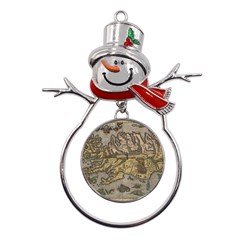 Iceland Cartography Map Renaissance Metal Snowman Ornament