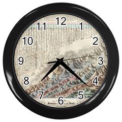 Mountain View Mountain Top Infographics Map Wall Clock (black)