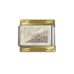 Mountain View Mountain Top Infographics Map Gold Trim Italian Charm (9mm)