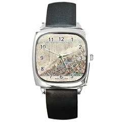 Mountain View Mountain Top Infographics Map Square Metal Watch