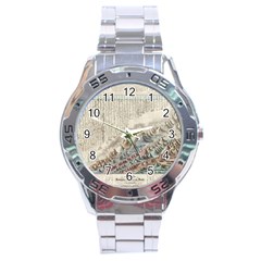 Mountain View Mountain Top Infographics Map Stainless Steel Analogue Watch