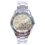 Mountain View Mountain Top Infographics Map Stainless Steel Analogue Watch Front