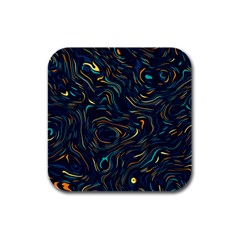 Colorful Abstract Pattern Creative Colorful Line Linear Background Rubber Square Coaster (4 Pack) by B30l