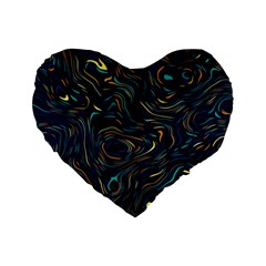 Colorful Abstract Pattern Creative Colorful Line Linear Background Standard 16  Premium Flano Heart Shape Cushions