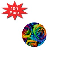 Colorful Roses Bouquet Rainbow 1  Mini Buttons (100 Pack)  by B30l