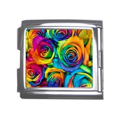 Colorful Roses Bouquet Rainbow Mega Link Italian Charm (18mm) by B30l