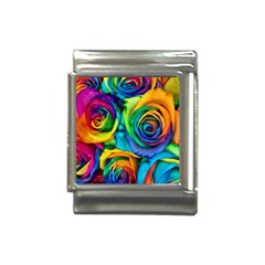 Colorful Roses Bouquet Rainbow Italian Charm (13mm) by B30l