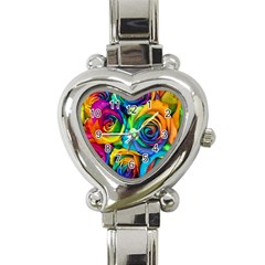 Colorful Roses Bouquet Rainbow Heart Italian Charm Watch by B30l