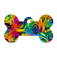 Colorful Roses Bouquet Rainbow Dog Tag Bone (one Side) by B30l