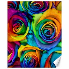 Colorful Roses Bouquet Rainbow Canvas 11  X 14  by B30l