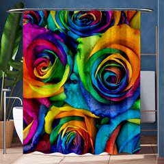 Colorful Roses Bouquet Rainbow Shower Curtain 60  X 72  (medium)  by B30l